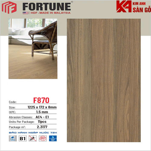 Sàn Gỗ Công Nghiệp 8MM FORTUNE-F870